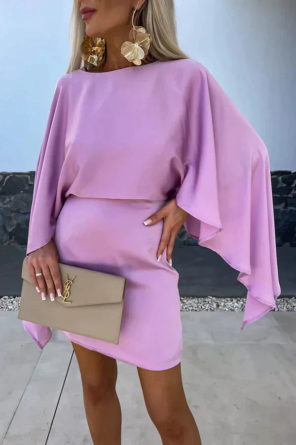 Clémence | Cape Sleeve Batwing Bodycon Cocktail Mini Dress