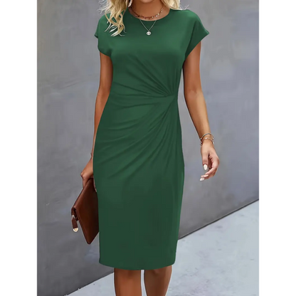 Romina | Ruched Bodycon Short Sleeve Midi Dress