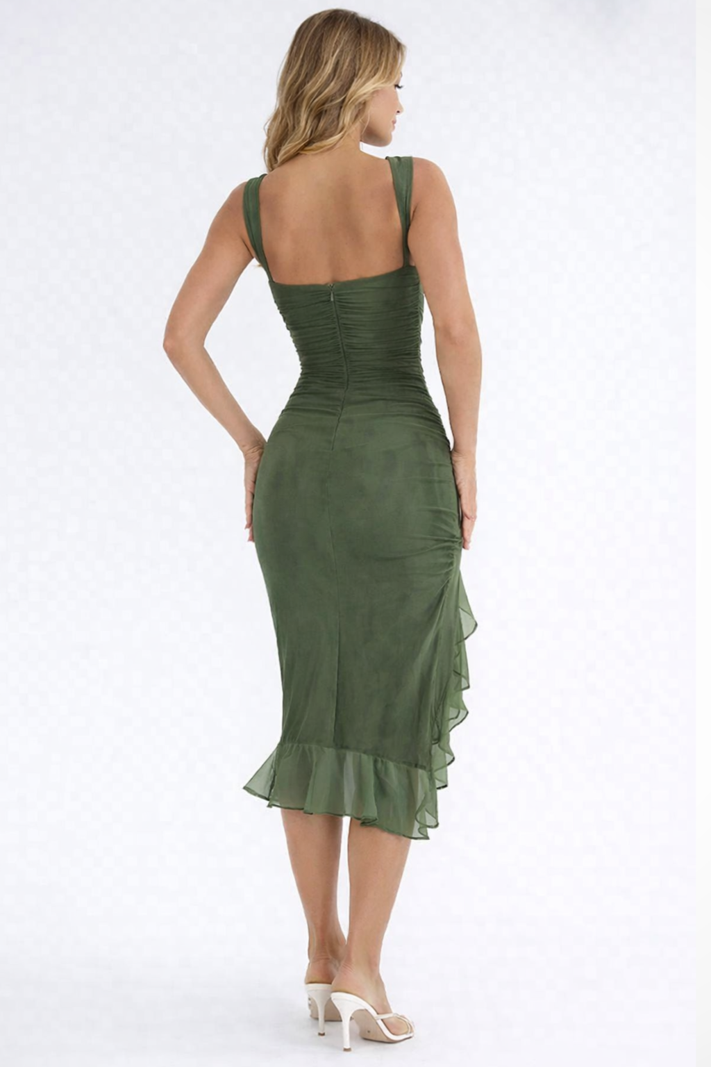 Morgan | Ruched Midi Wedding Guest Dress