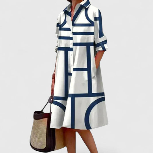 Celinea | Polka Dot Midi Dress Long Sleeve