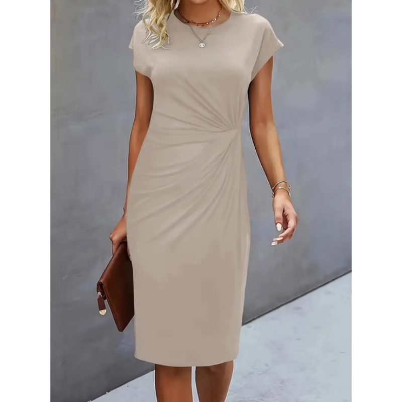 Romina | Ruched Bodycon Short Sleeve Midi Dress