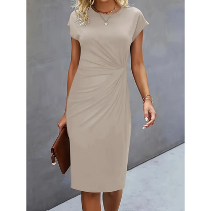 Romina | Ruched Bodycon Short Sleeve Midi Dress