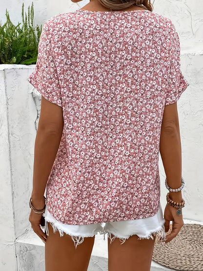 Stephanie | Chic Floral Print Button Blouse