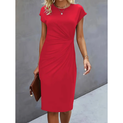 Romina | Ruched Bodycon Short Sleeve Midi Dress
