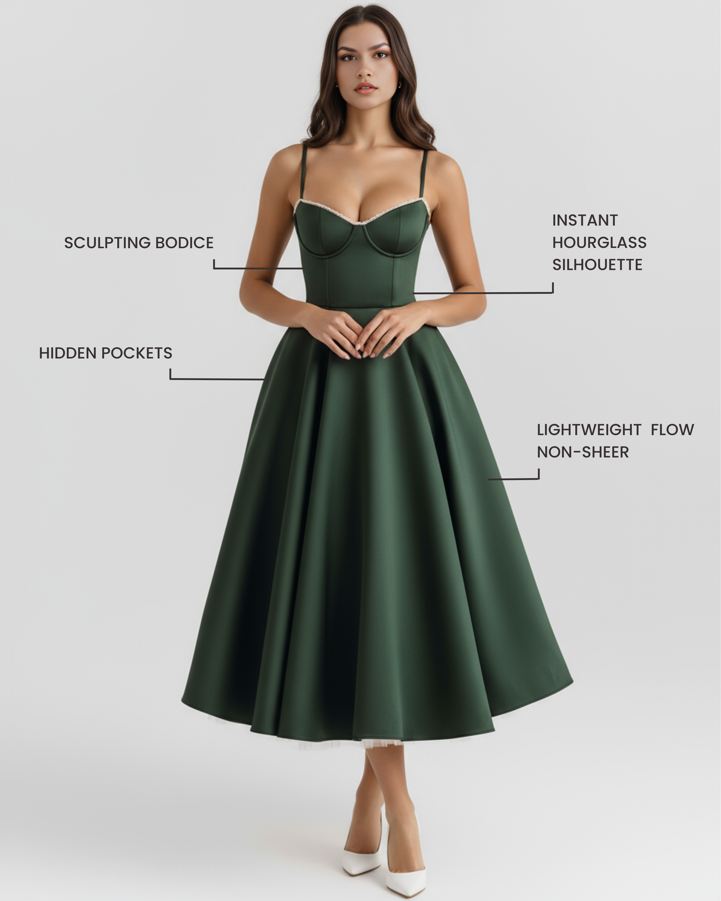 Sophie | Strappy Sweetheart Tulle Midi Cocktail Dress