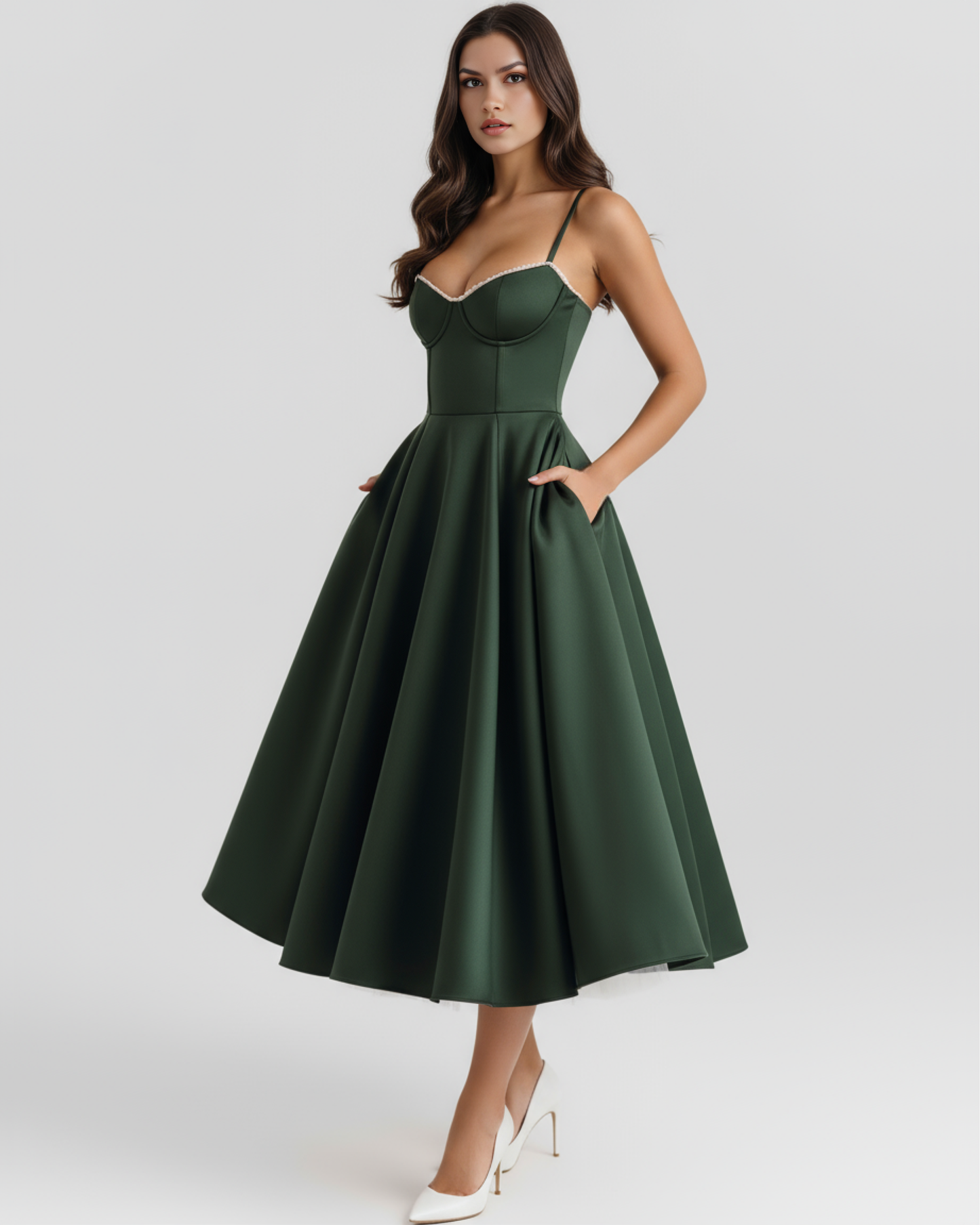 Sophie | Strappy Sweetheart Tulle Midi Cocktail Dress