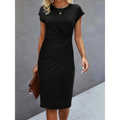 Romina | Ruched Bodycon Short Sleeve Midi Dress