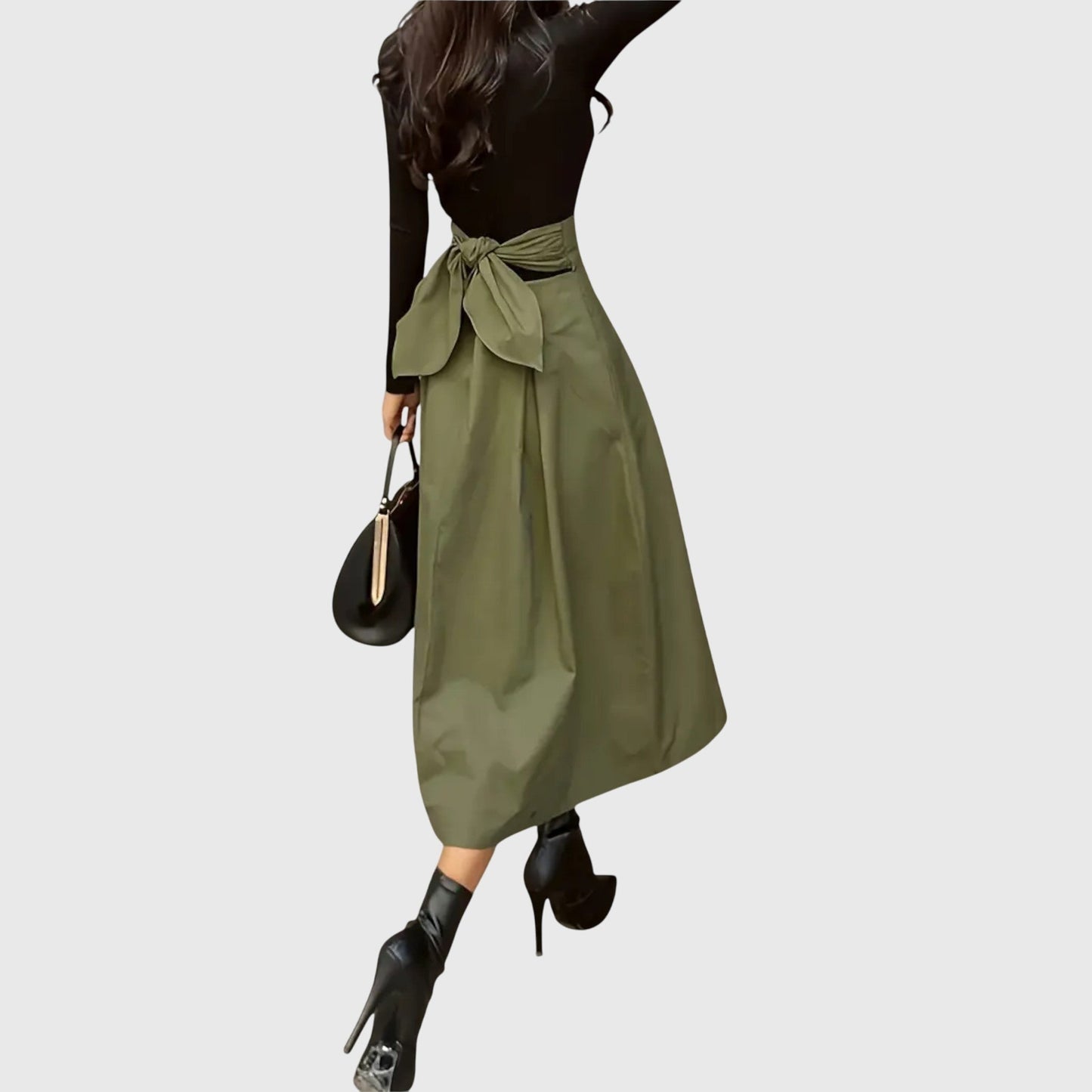 Vivian | Elegant A-Line Midi Skirt With Belt