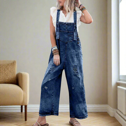 Vintage-inspired jumpsuit, side view