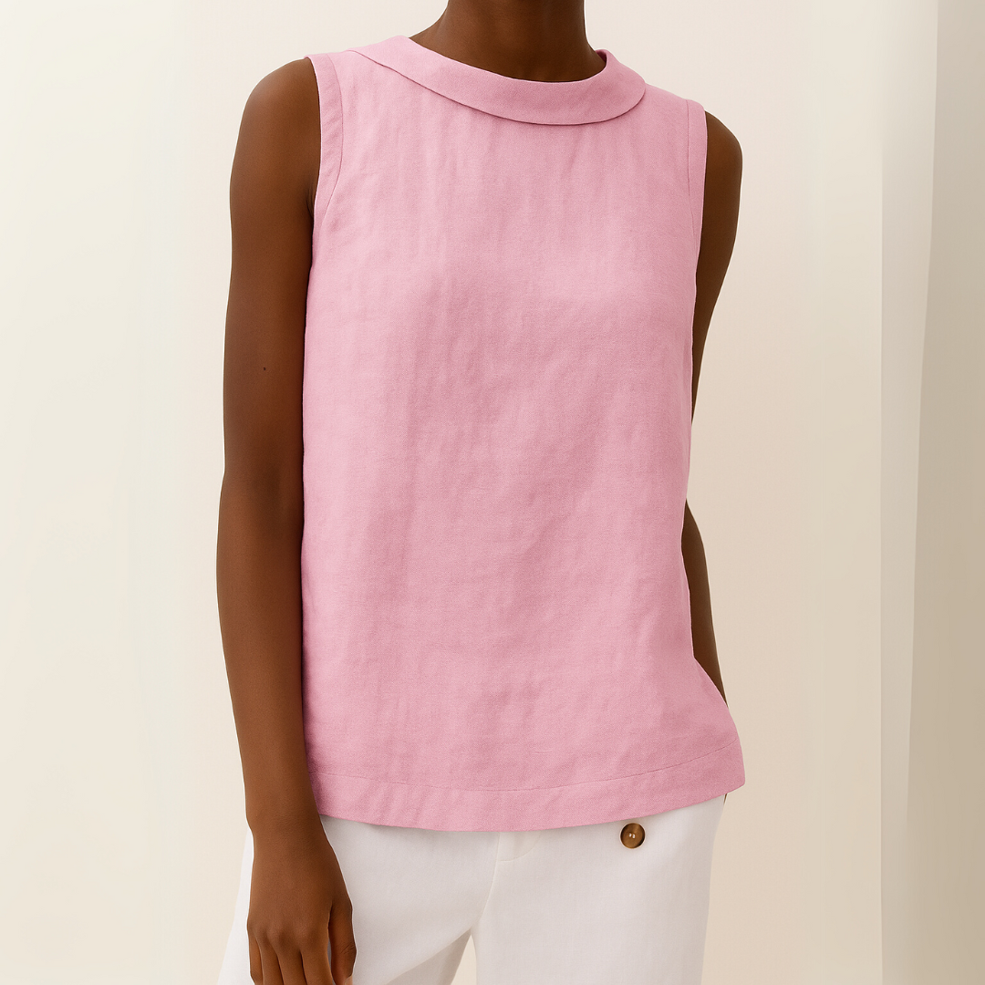Amanda | Chic Sleeveless Roll Collar Top