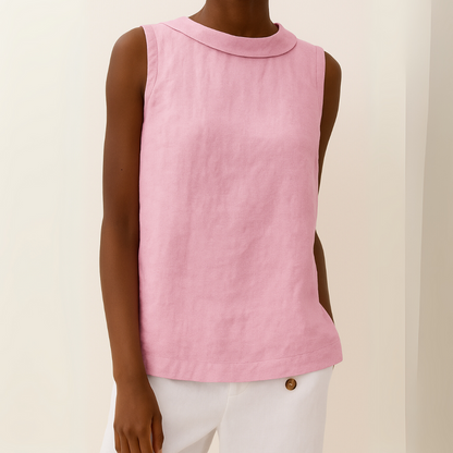 Amanda | Chic Sleeveless Roll Collar Top