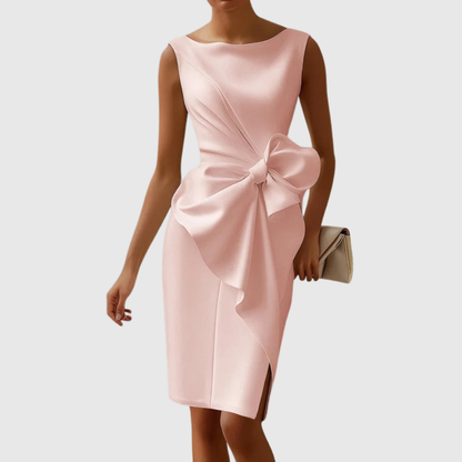 Solene | Cocktail Midi Dress with Statement Bow