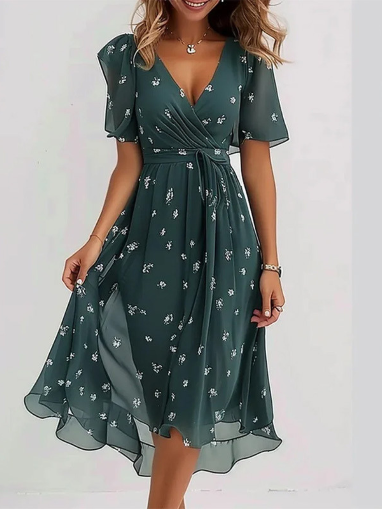Elowyn | Boho Floral Midi Summer Dress