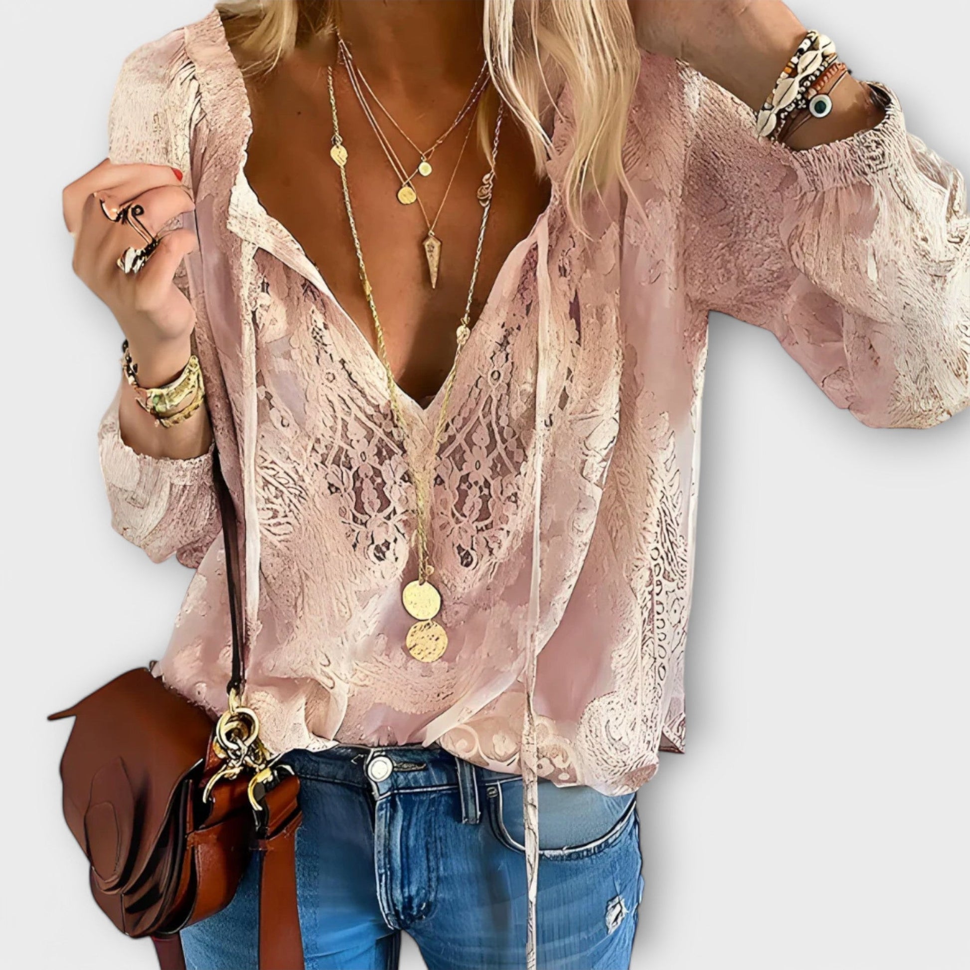 Lace blouse in black colourway