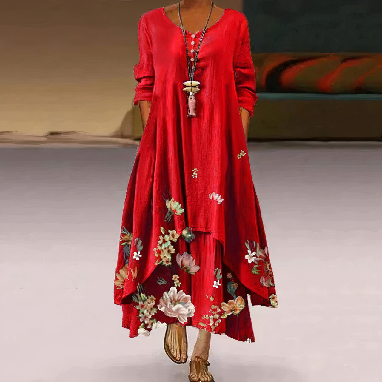 Loose floral maxi dress