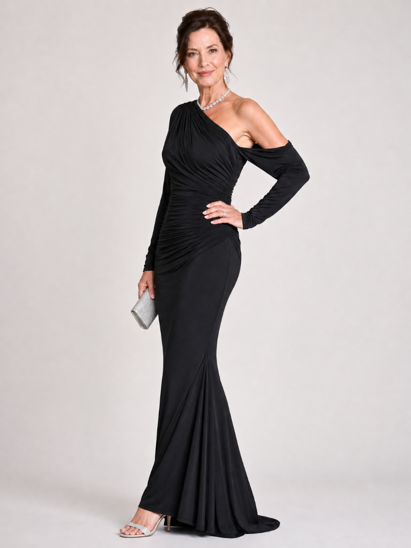 Noralise | One-Shoulder Ruched Maxi Gown