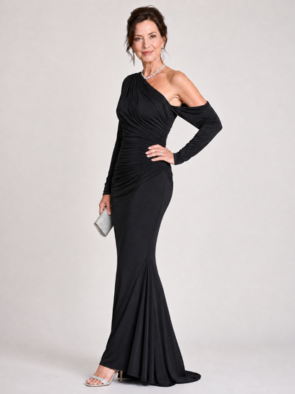 Noralise | One-Shoulder Ruched Maxi Gown