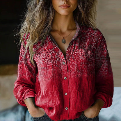 Melissa | Boho Floral Print Flowy Blouse