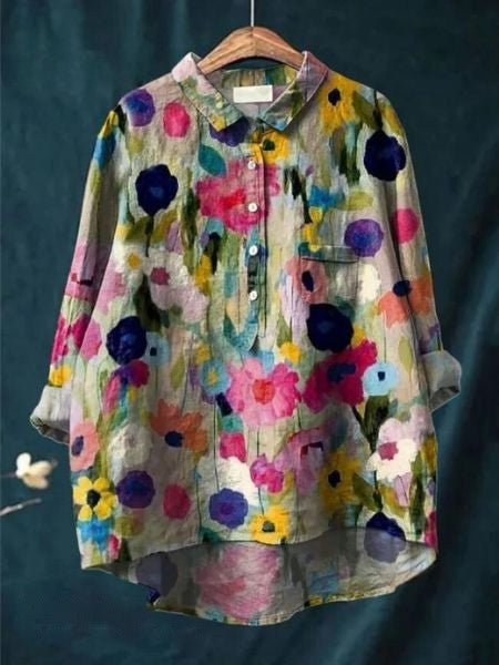 Caroline | Elegant Floral Print Relaxed Blouse