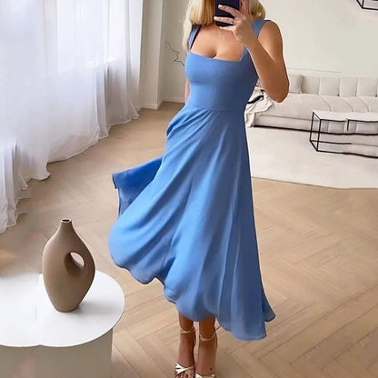 Lucetta | Square Neck Midi Wedding Guest Dress