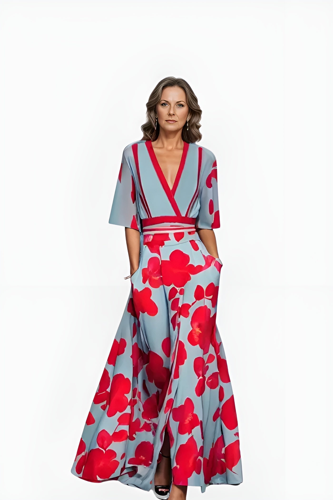 Velara | Floral Wrap Midi Dress