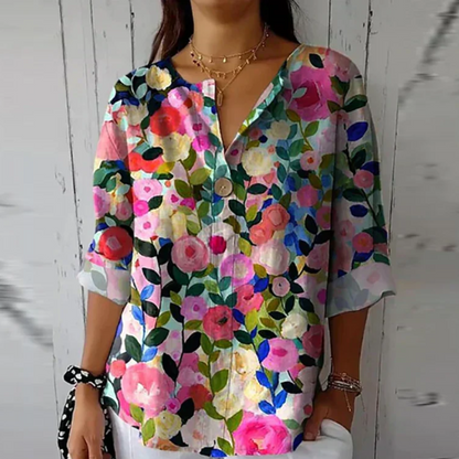 Andrea | Chic Floral Print Blouse with V-Neck