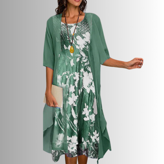 Beatrix | Short Sleeve Blouse & Flowy Dress Set