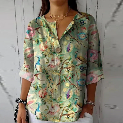Andrea | Chic Floral Print Blouse with V-Neck
