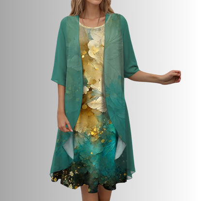 Beatrix | Short Sleeve Blouse & Flowy Dress Set