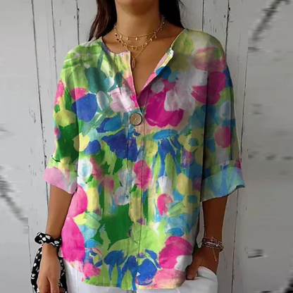 Andrea | Chic Floral Print Blouse with V-Neck