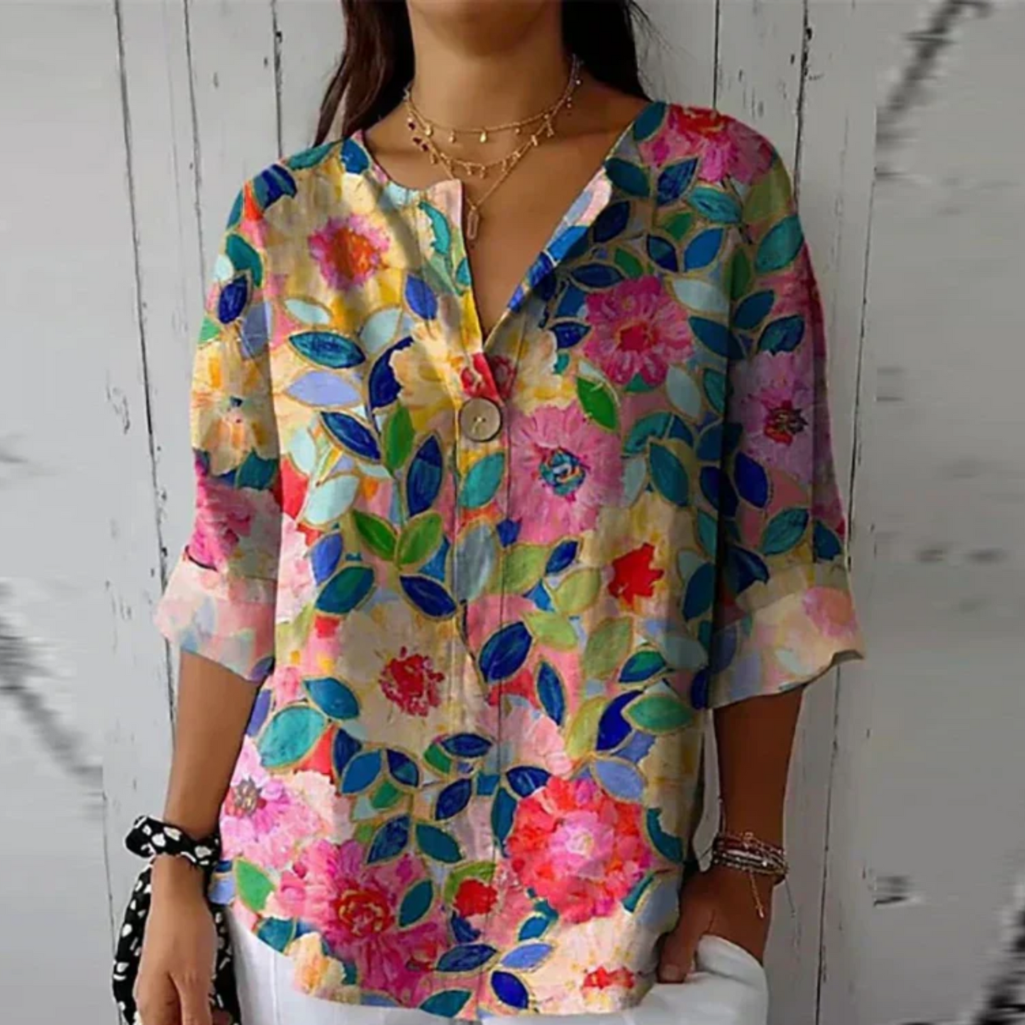 Andrea | Chic Floral Print Blouse with V-Neck