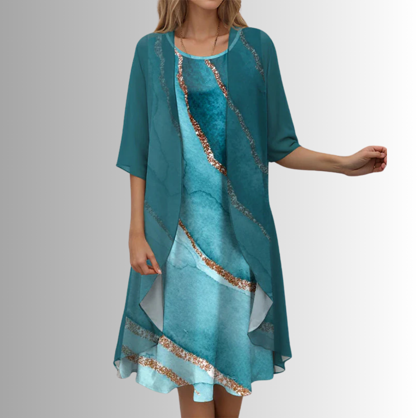 Beatrix | Short Sleeve Blouse & Flowy Dress Set