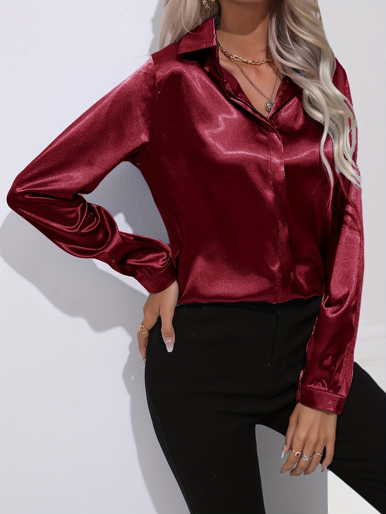 Lisbeth | Long Sleeve Button-Front Blouse