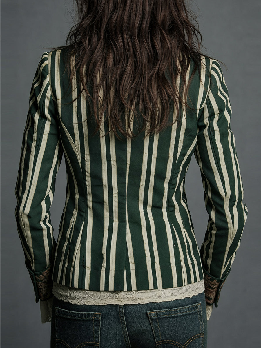 Idony striped bohemian print blazer for women view 8