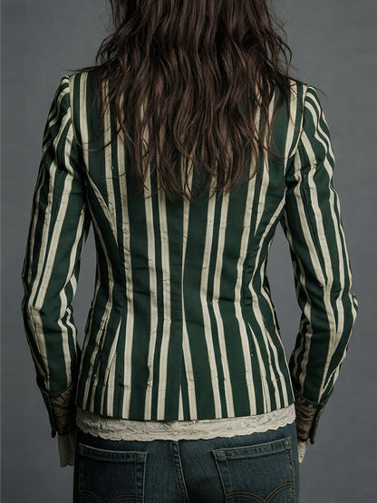Idony striped bohemian print blazer for women view 8