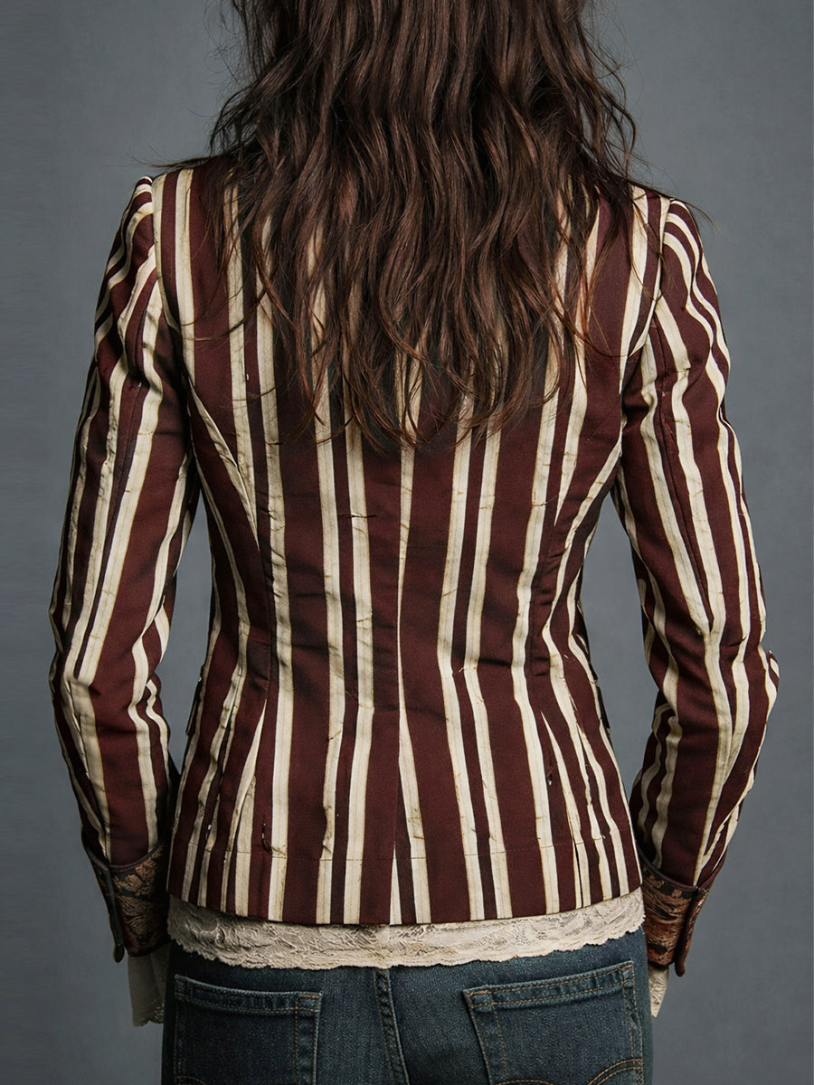 Idony striped bohemian print blazer for women view 6
