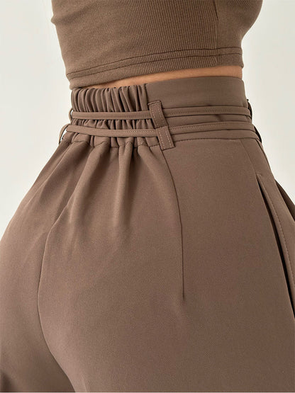 Nerys high-waist belted wide-leg trousers, view 3