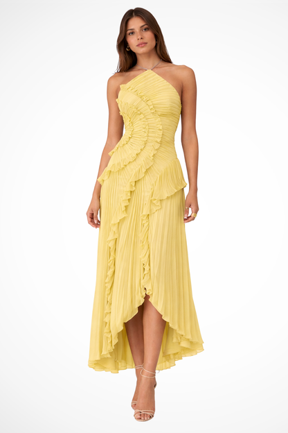 Jade | Summer Wedding Guest Ruffle Maxi Dress Halter