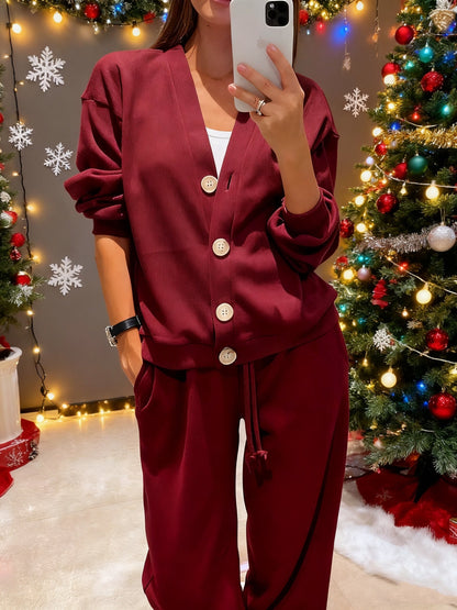 Corenne women's soft button-front jacket and pants set