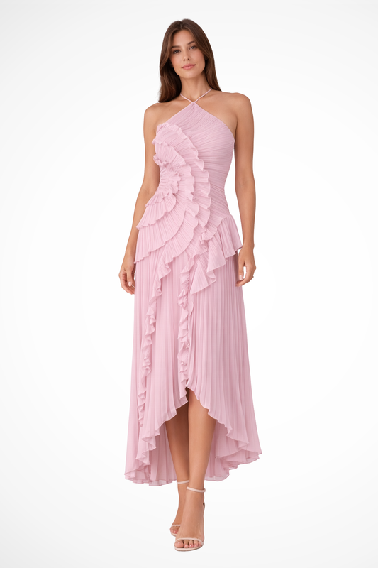 Jade | Summer Wedding Guest Ruffle Maxi Dress Halter