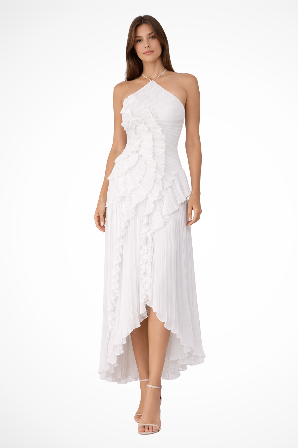 Jade | Summer Wedding Guest Ruffle Maxi Dress Halter