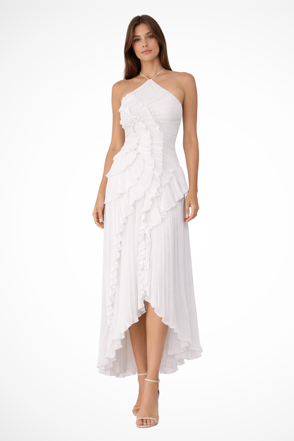 Jade | Summer Wedding Guest Ruffle Maxi Dress Halter