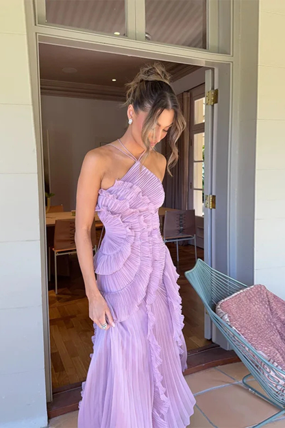 Jade | Summer Wedding Guest Ruffle Maxi Dress Halter