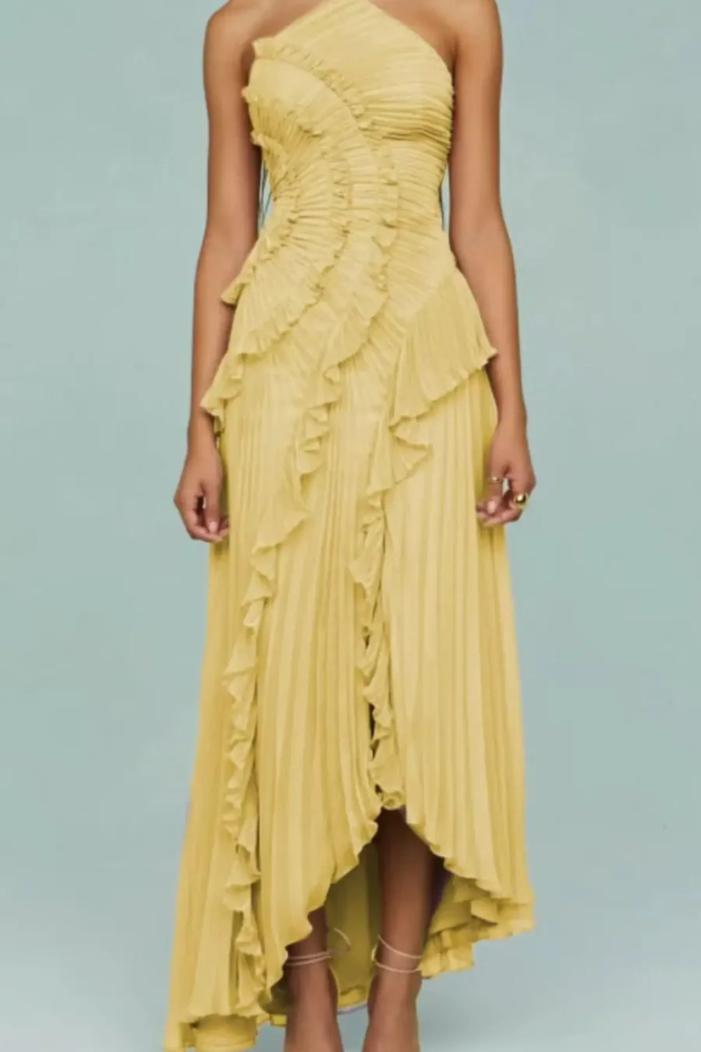 Jade | Summer Wedding Guest Ruffle Maxi Dress Halter
