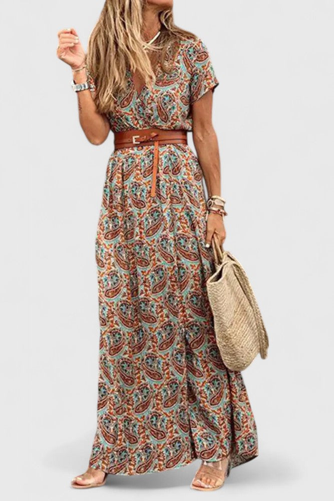Liora | Floral V-Neck Summer Maxi Dress