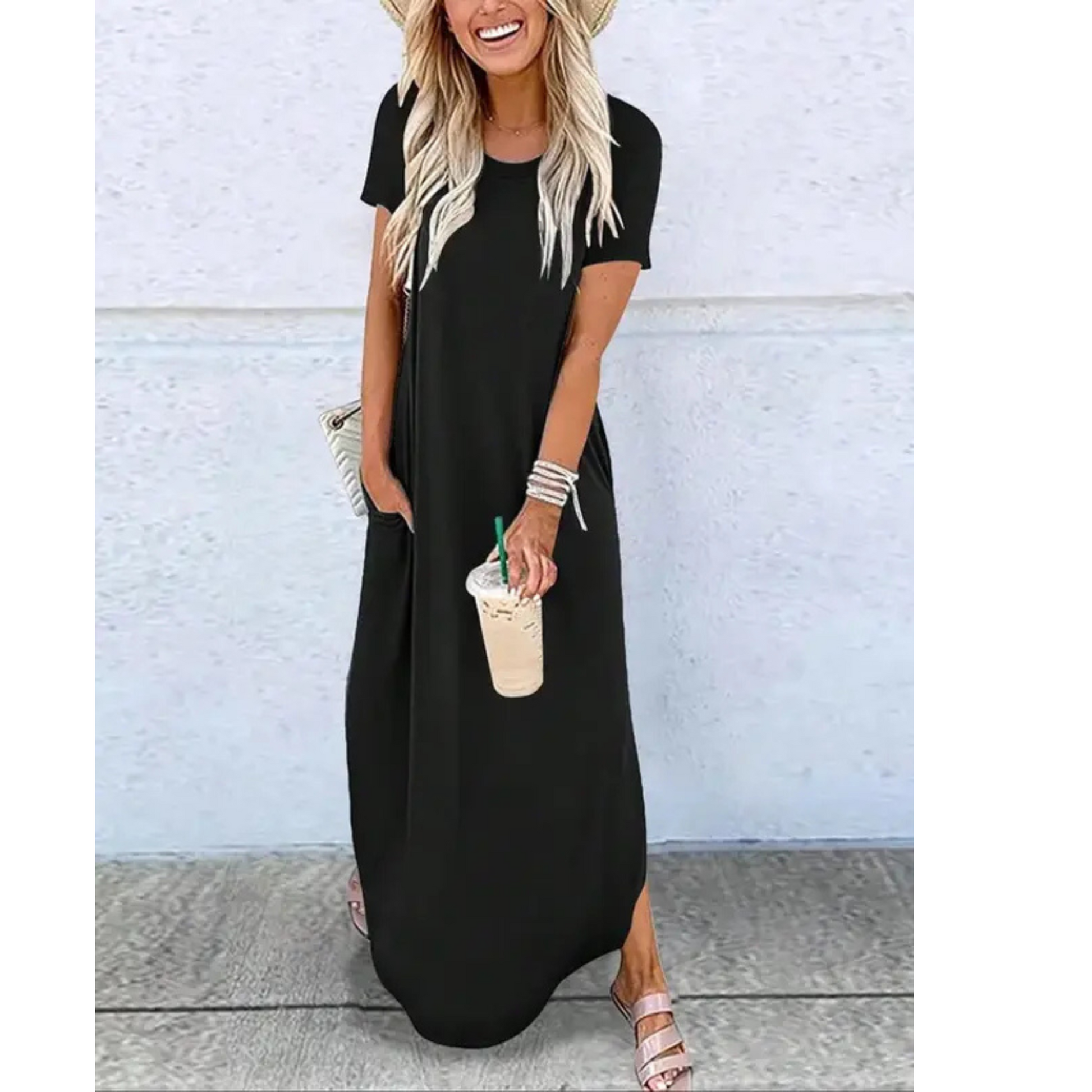 Relaxed round neck summer maxi dress