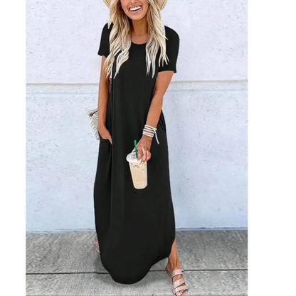 Relaxed round neck summer maxi dress