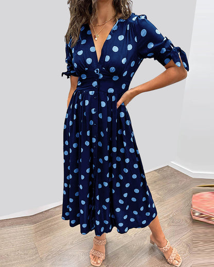 Bellamy | Polka Dot Button-Down Midi Dress