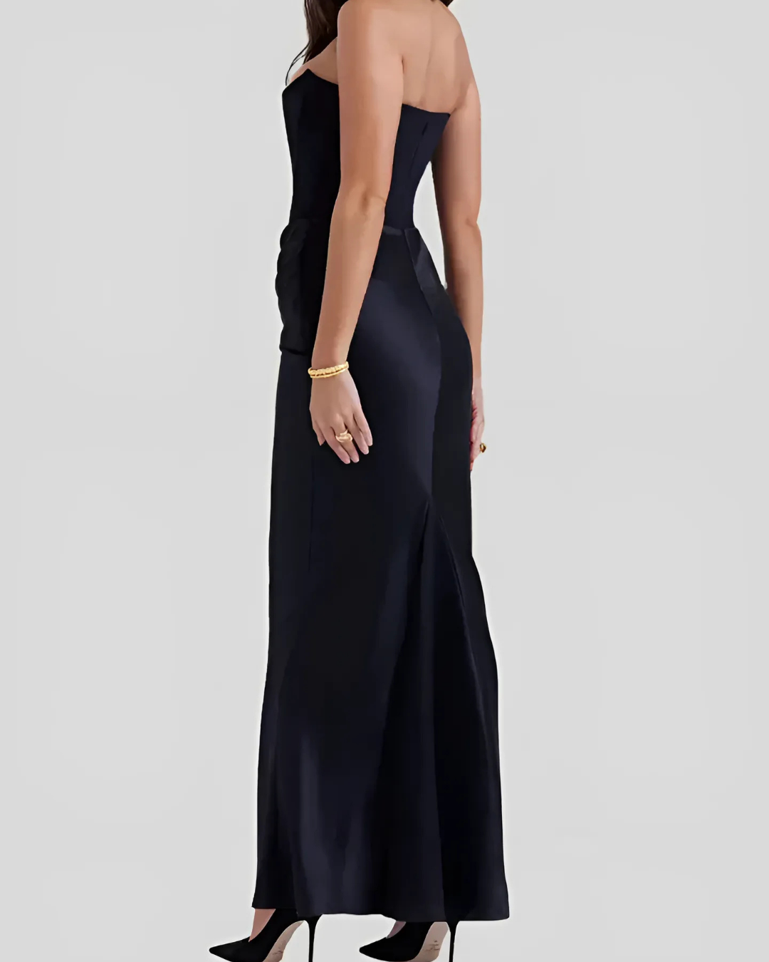 Aurore | Strapless Draped Maxi Wedding Guest Dress