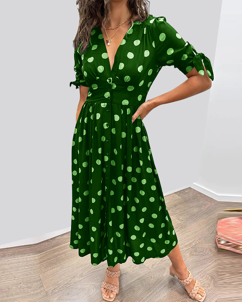 Bellamy | Polka Dot Button-Down Midi Dress